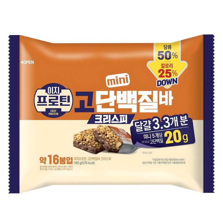 롯데웰푸드 이지프로틴 크리스피 미니 고단백질바, 160g, 1개