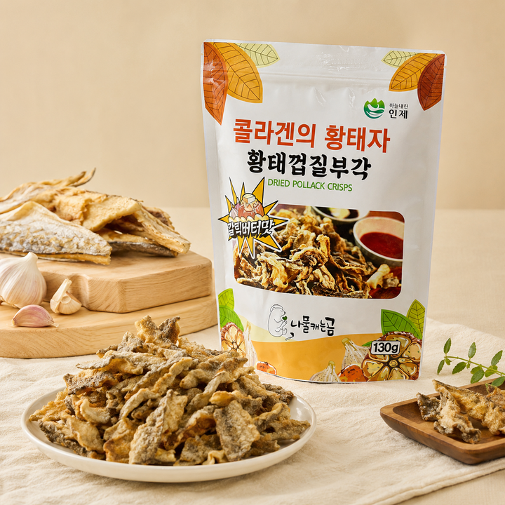 나물캐는곰 황태껍질부각 갈릭버터맛 130g, 1개