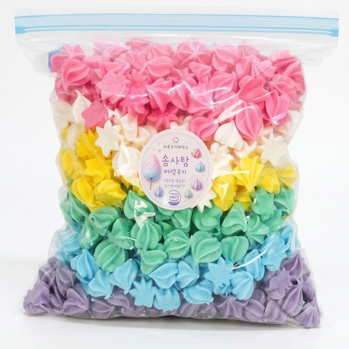 수제 대용량솜사탕머랭쿠키어린이집 유치원 답례품 덤50g, 1개, 300g