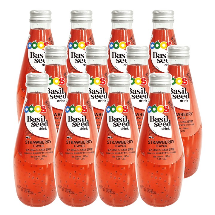 쿠스 바질시드 드링크 딸기향, 12개, 290ml