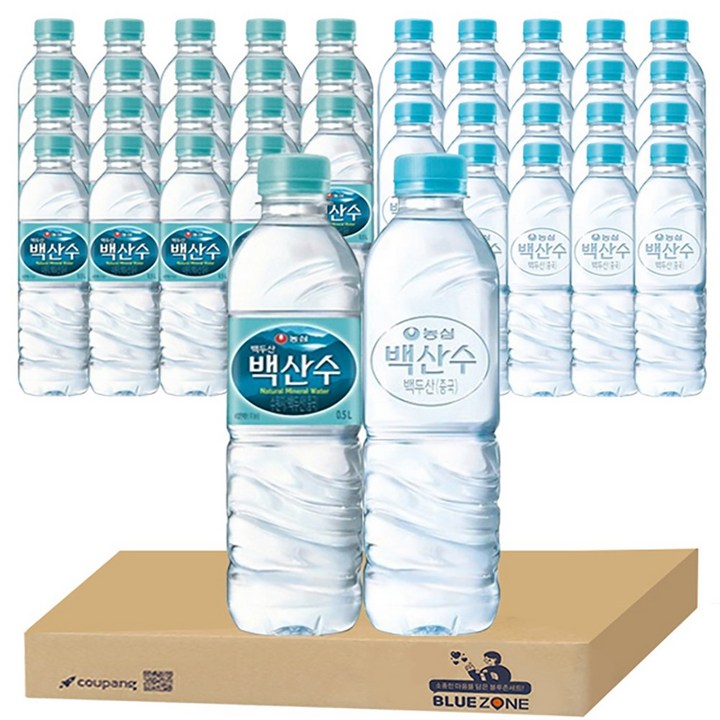 백산수500ml x 20개 + 백산수 무라벨 500ml x 20개, 500ml, 40개