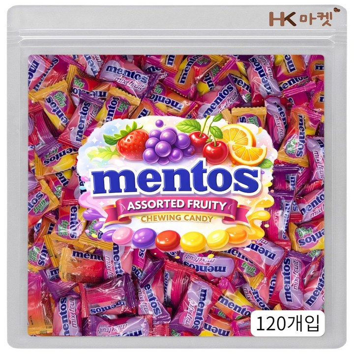 스위몽(Swimong) 농심 멘토스 어쏘티드 후르티 츄잉캔디 120개입, 360g, 1개