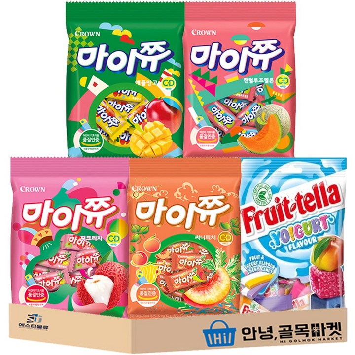 츄잉캔디 100g 5종 세트 ( 마이쮸 핑크리치 + 애플망고 + 써니피치 + 켄털루프멜론 + 후르트텔라 ), 1세트