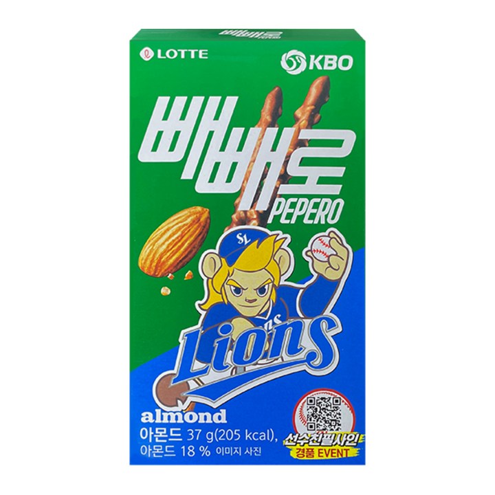 빼빼로 아몬드 KBO 삼성 라이온즈, 37g, 1개