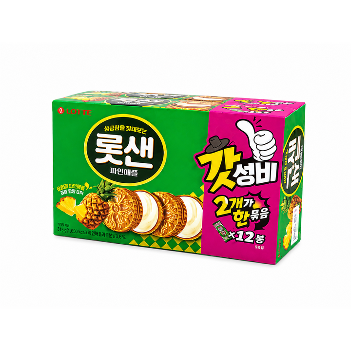 롯데샌드 파인애플 2번들 오리지날 롯데웰푸드, 630g, 1개