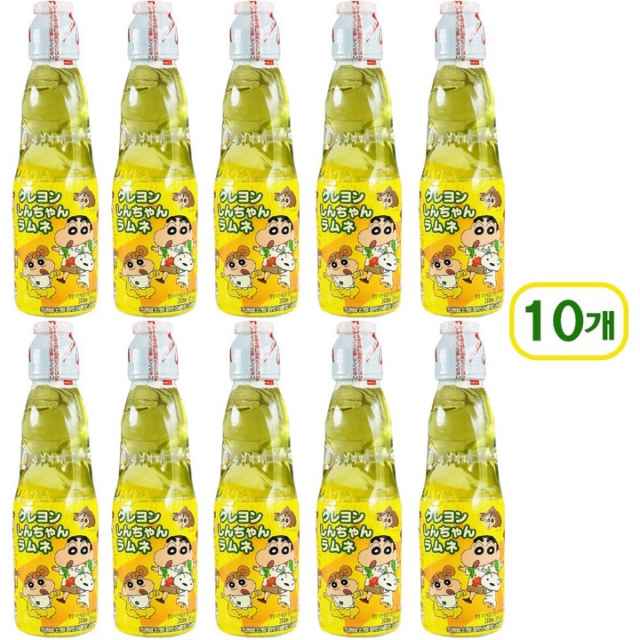 하타라무네 크레용신짱 파인애플향 라무네 탄산음료, 200ml, 10개
