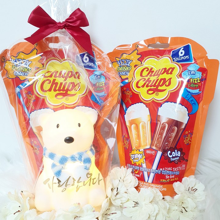 화분마당 목도리두른 사랑해 북극곰 LED 무드등 막대사탕, 1개, 200g