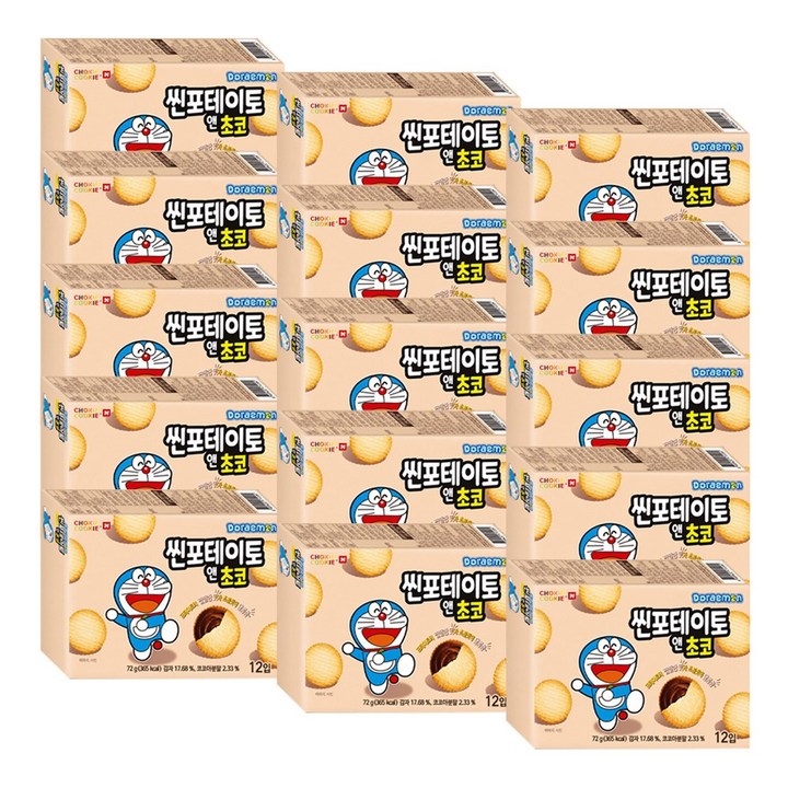 초키앤쿠키 도라에몽 씬 포테이토 앤 초코, 72g, 15개