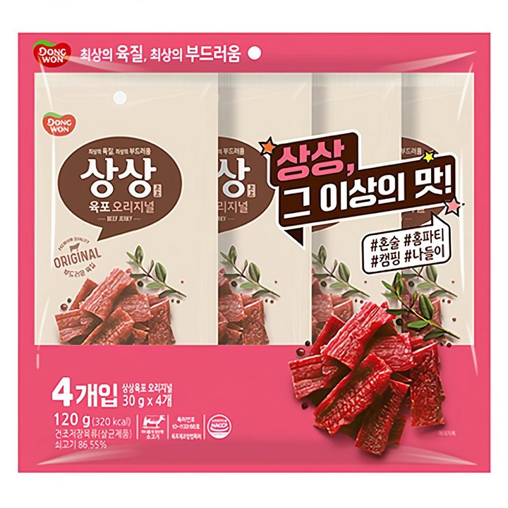 상상육포 동원 오리지널 4p, 30g, 4개