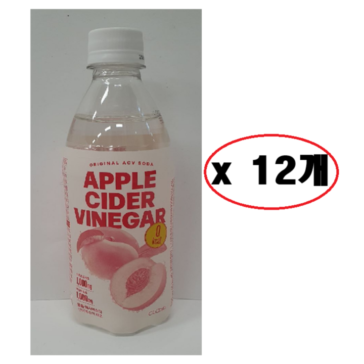 클룹 애사비소다 신비복숭아 제로 탄산음료, 500ml, 12개