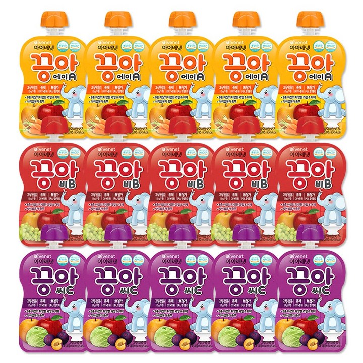 해호 아이배냇 끙아 과일야채주스 80ml 에이A+비B+씨C, 1.2L
