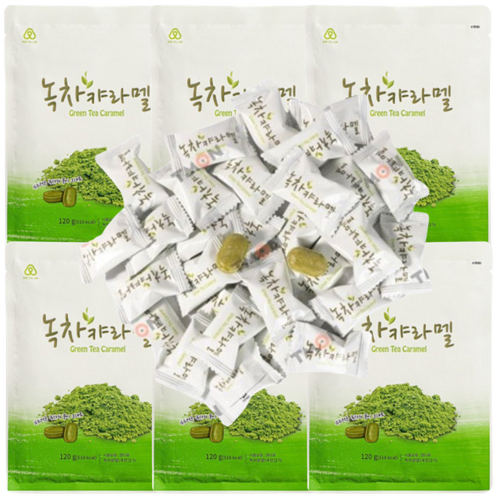 K-건강간식 맛있는 안신 녹차 캬라멜, 6개, 120g