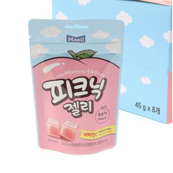 피크닉 젤리 복숭아, 8개, 45g
