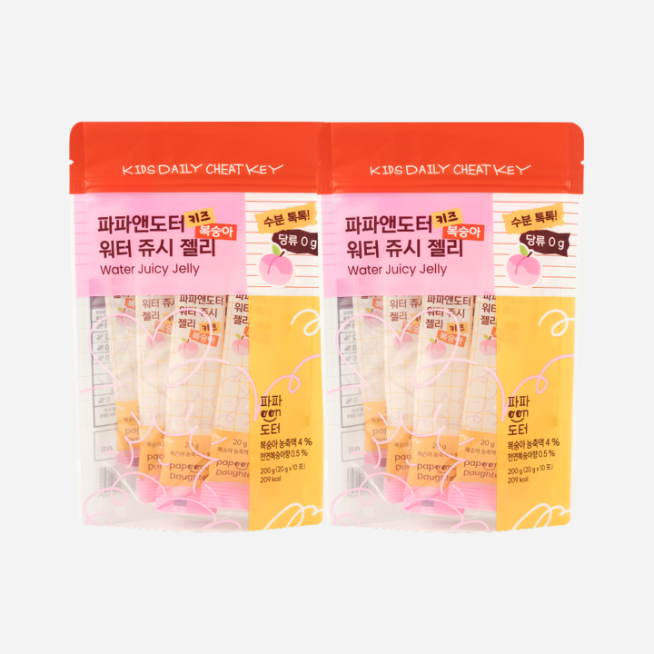 파파앤도터 키즈 워터 쥬시 젤리 10p, 2개, 200g, 복숭아맛