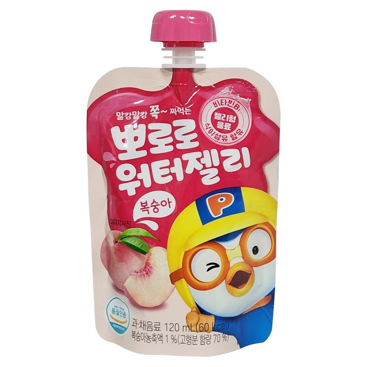 팔도 뽀로로 워터젤리 복숭아, 120ml, 20개