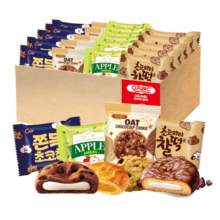 오즈랜드 쫀득 세트3 쫀득초코칩+초코파이찰떡+그랑쉘사과+오트초코칩, 1박스, 1.46kg