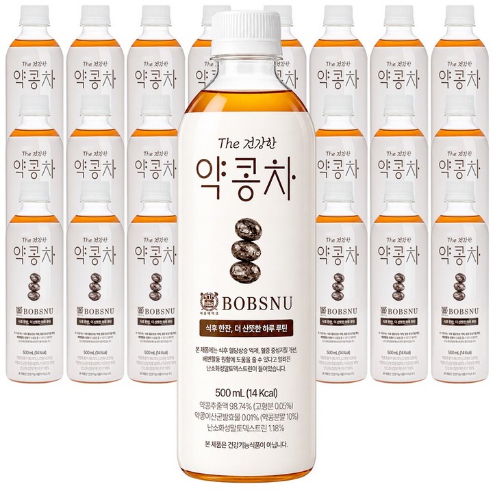 서울대 밥스누 더 건강한 약콩차 검은콩 차음료 쥐눈이콩 무카페인 커피대용, 24개, 500ml