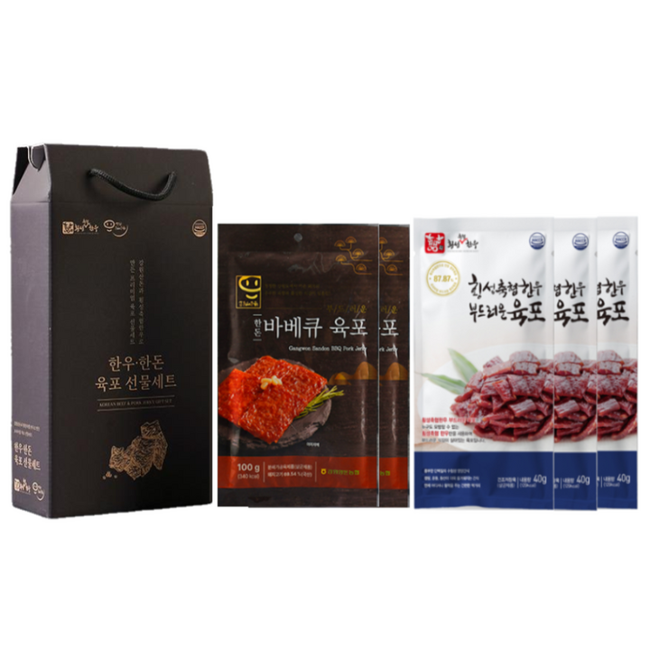 횡성축협한우 강원산돈 육포 선물세트 3호 (한우육포 40gx3 + 한돈육포 100gx2), 1개