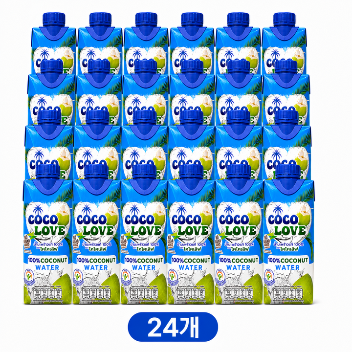 코코러브 태국 100% 코코넛 워터(고칼륨 고마그네슘), 24개, 330ml