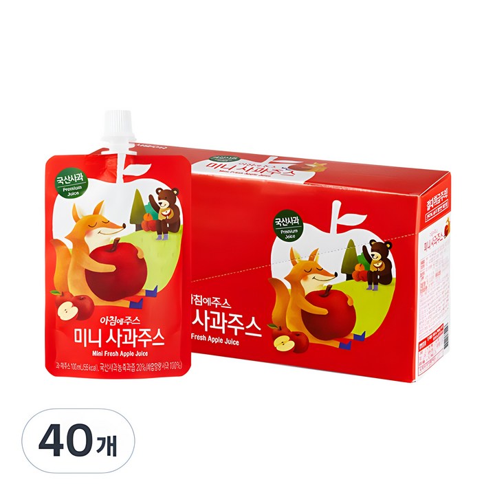 아침에주스 미니 사과 주스, 100ml, 40개