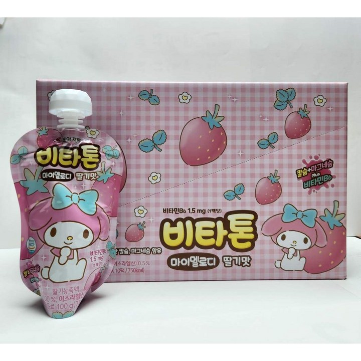 비타톤 마이멜로디 딸기맛 치어팩, 10개, 100g
