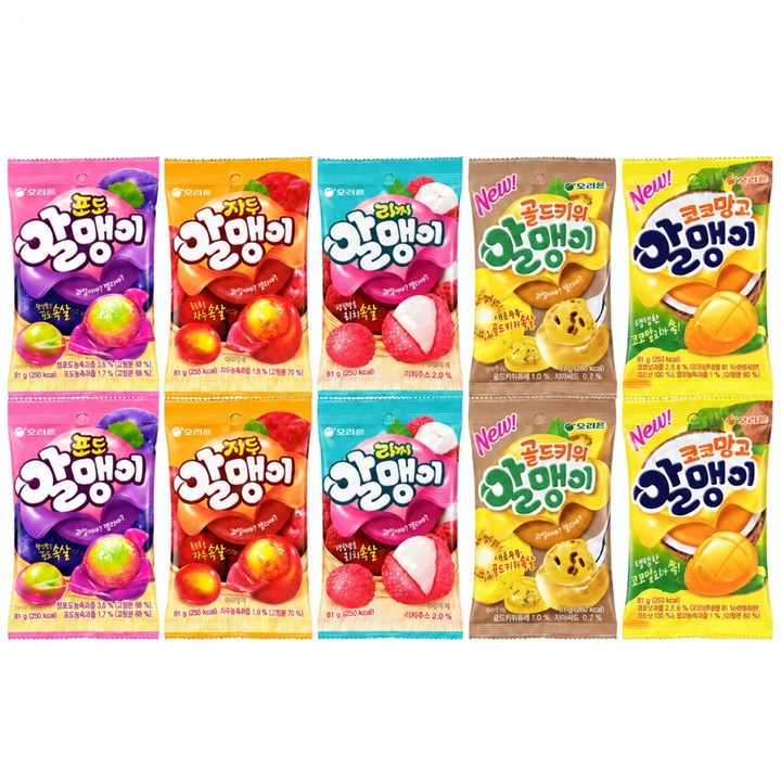 오리온 젤리 알맹이 세트 (포도 자두 골든키위 코코망고 리찌), 1개, 810g
