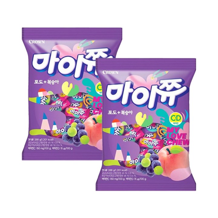 마이쮸 포도복숭아, 288g, 2개