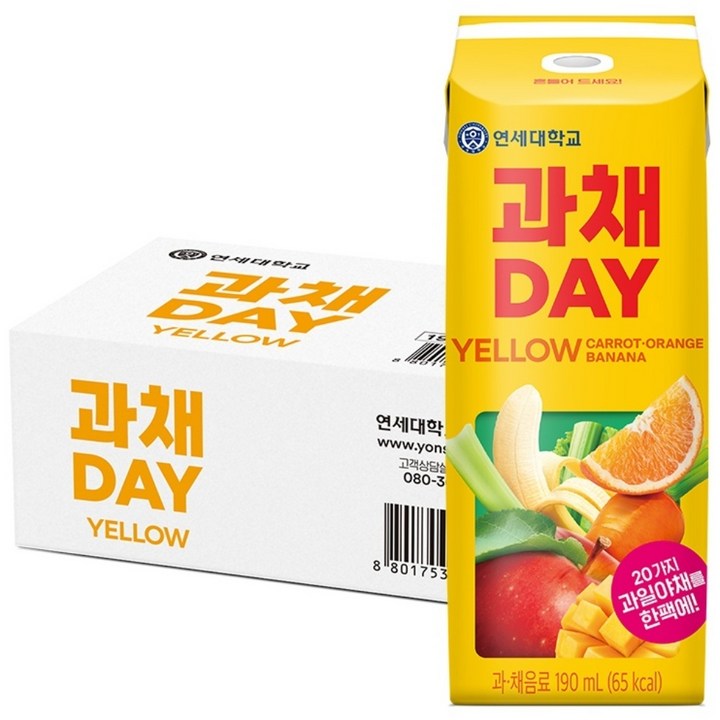 연세유업 과채데이 음료 옐로우, 190ml, 24개