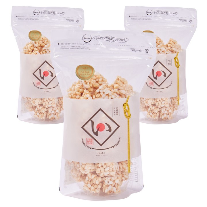 inaho 라쿠렌 카라멜 뻥튀기, 3개, 80g