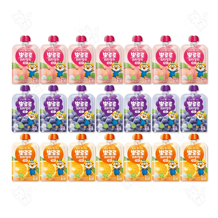 뽀로로 워터젤리 복숭아 7개+포도 7개+오렌지 7개, 1세트, 120ml