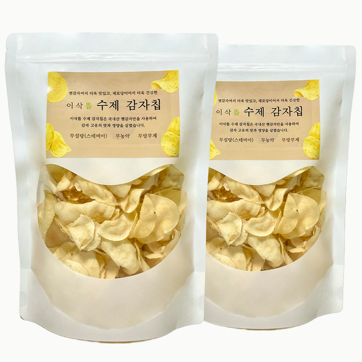 제로당(스테비아) 100% 국내산 햇감자 이삭뜰 수제 감자칩, 2개, 70g