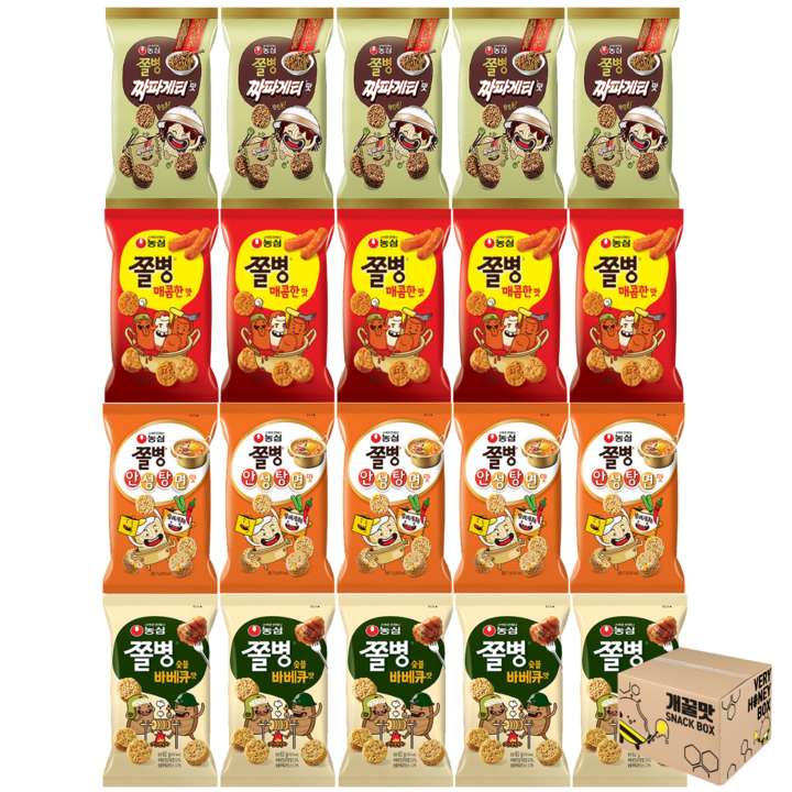 [스낵365] 쫄병스낵 짜파게티맛5개+매콤한맛5개+안성탕면맛5개+바베큐맛5개(총20개)