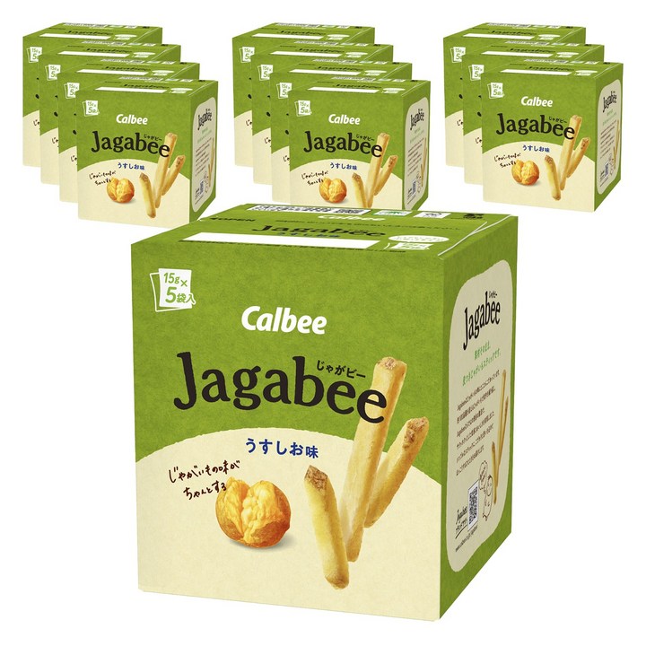Calby Jagabee 우스시 맛 75g × 12 상자 Jagaby 간식 간식 소분 팩, 소금맛 (75g×12박스), 12개