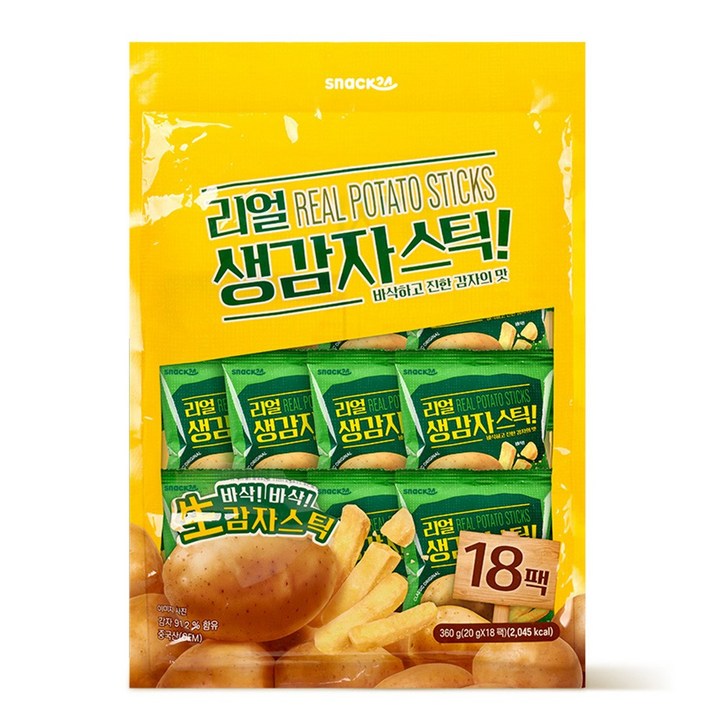 스낵24 리얼생감자스틱 포테이토스낵 대용량 과자, 2개, 360g