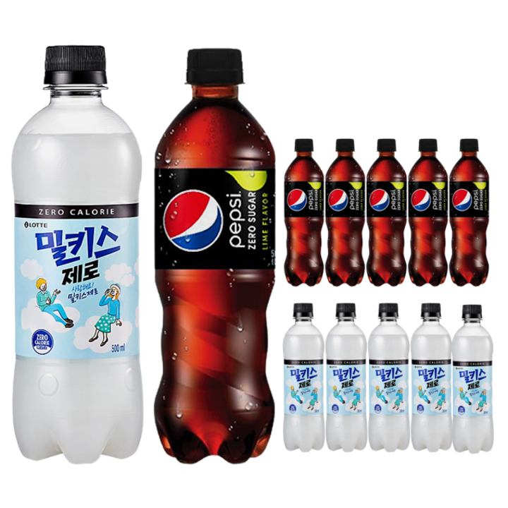 밀키스제로500ml 6개 + 펩시슈거라임제로 500ml 6개, 1세트, 500ml