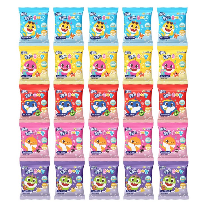 앙팡드봉봉 스낵스 핑크퐁 아기상어 줄줄이 솜사탕 15p, 60g, 1개