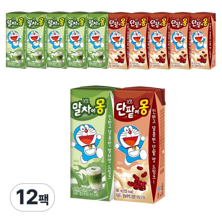 말차에몽6+단팥에몽6 190ml (총 12팩)