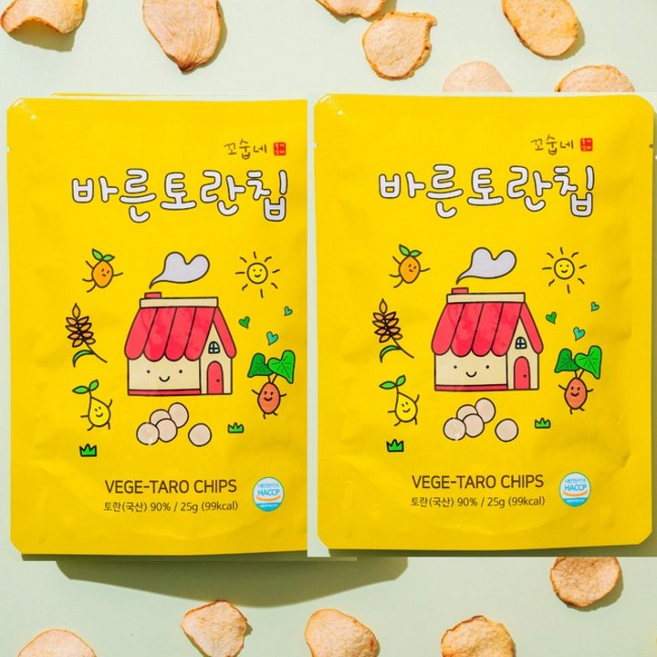 꼬숩네 토란칩 무설탕 기름기없이 담백한 국산토란 바른토란칩 임산부, 2개, 25g