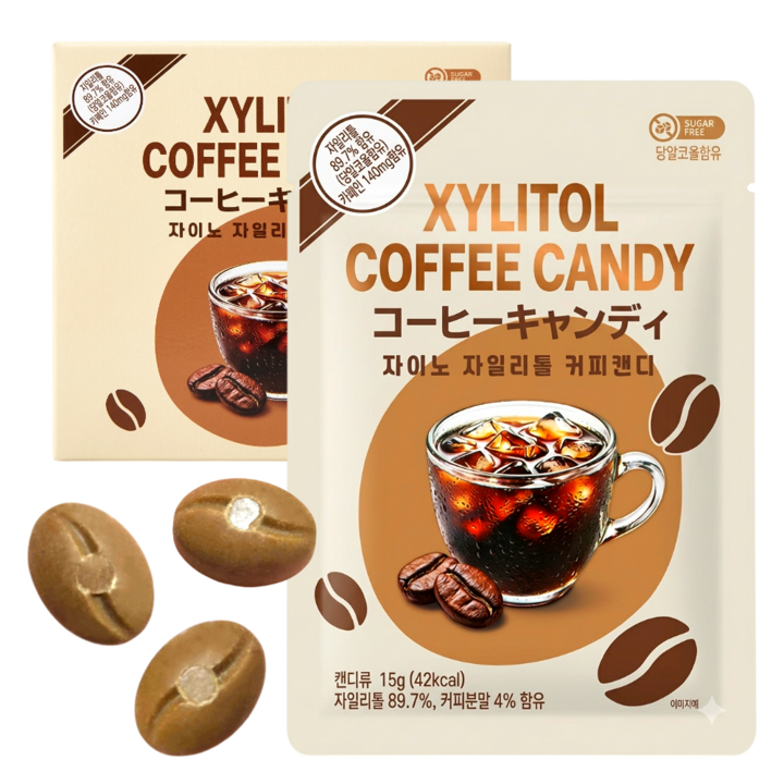자이노 자일리톨 무설탕 커피 캔디 쿨링 사탕, 10개, 15g