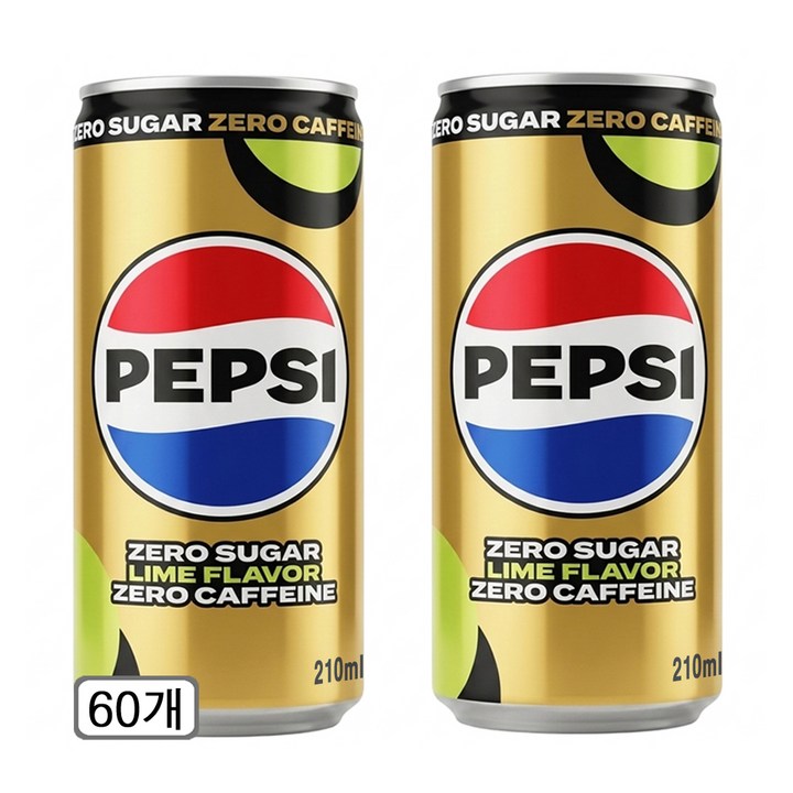 펩시 제로슈거 라임향 제로카페인 탄산음료, 210ml, 60개