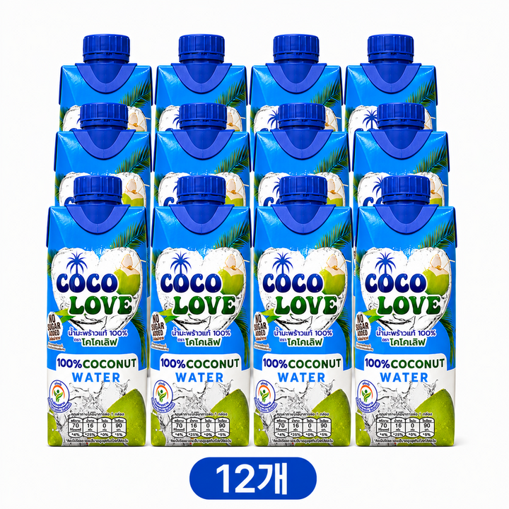 코코러브 태국 100% 코코넛 워터(고칼륨 고마그네슘), 12개, 330ml