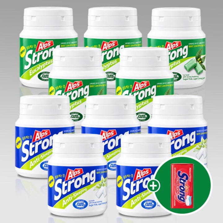 알프스스트롱 무설탕 자일리톨 두가지 맛 졸음 껌, 54g, 10개