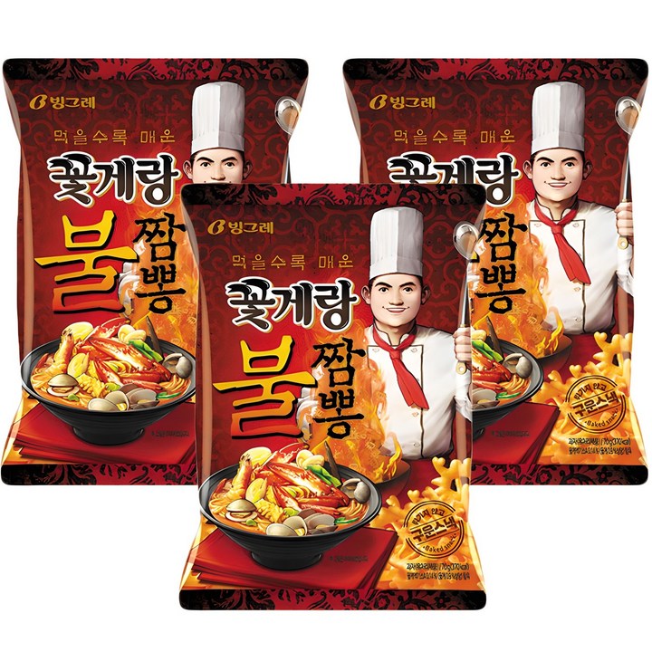 꽃게랑 불짬뽕맛, 70g, 3개
