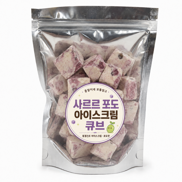 [콩알이네] 사르르 포도 아이스크림 큐브, 1개, 100g