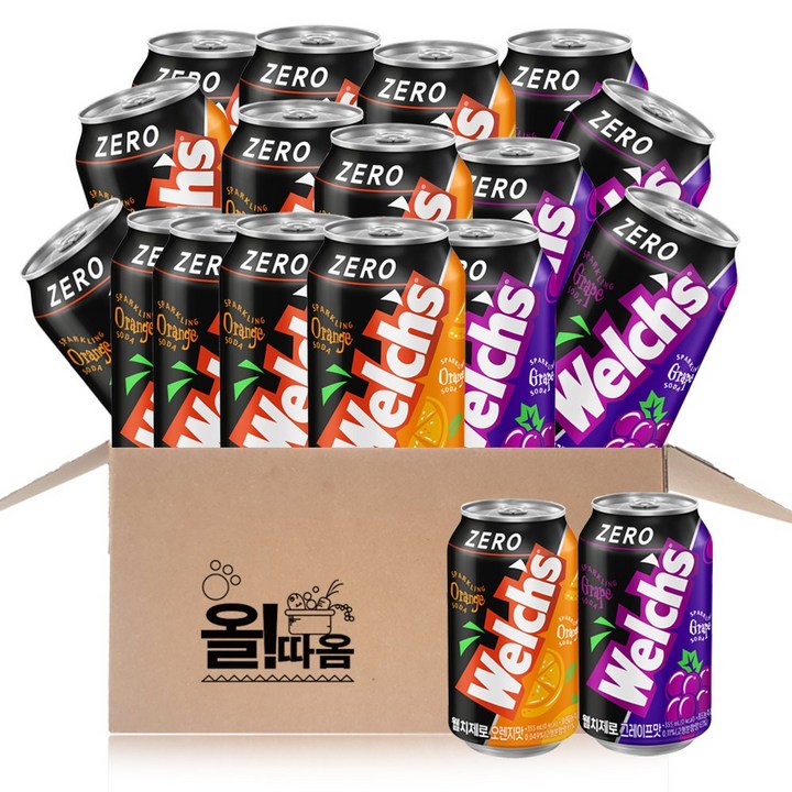 올따옴기획 웰치스제로 오렌지355ml 12+포도355ml 6, 355ml