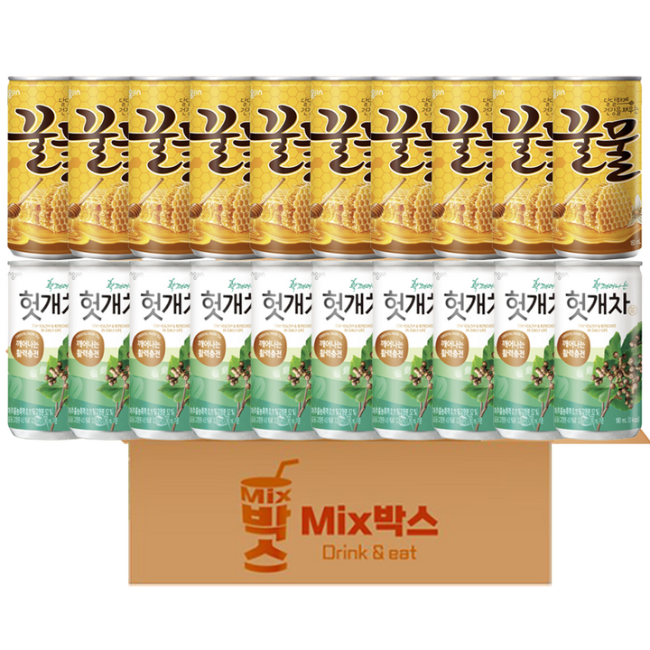 [믹스박스] 웅진꿀물 광동헛개차 2종세트, 20개, 180ml