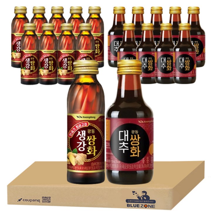 [블루존] 광동 대추 쌍화 150ml x 10병 + 생강쌍화 150ml x 10병, 20병