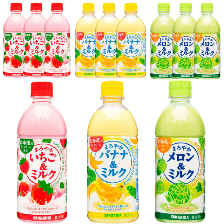 [당일출고] 산가리아 마로야카 3가지맛 딸기+바나나+멜론, 12개, 500ml