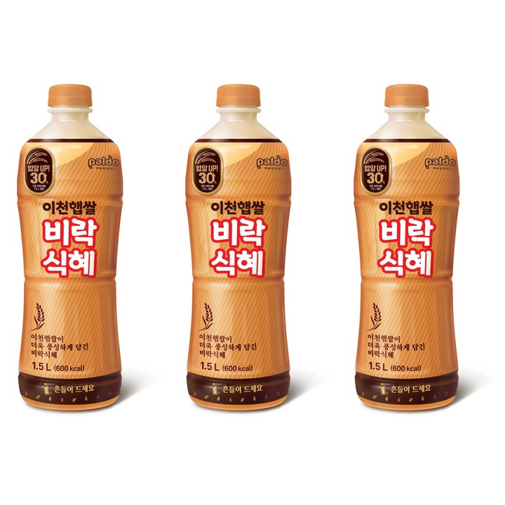 팔도 비락식혜 이천햅쌀 식혜, 3개, 1.5L