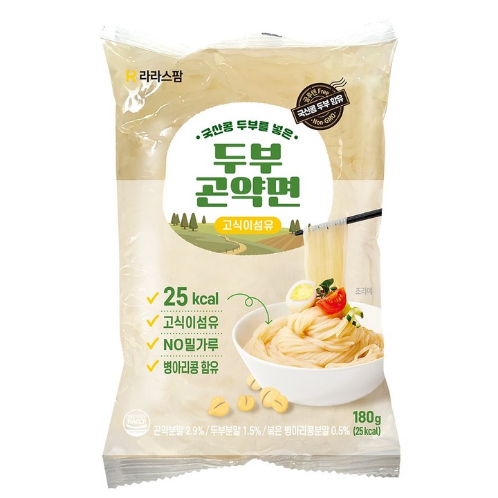 라라스팜 두부곤약면 얇은면 180g 국산콩 두부 병아리콩 함유 곤약면 곤약 누들, 10개